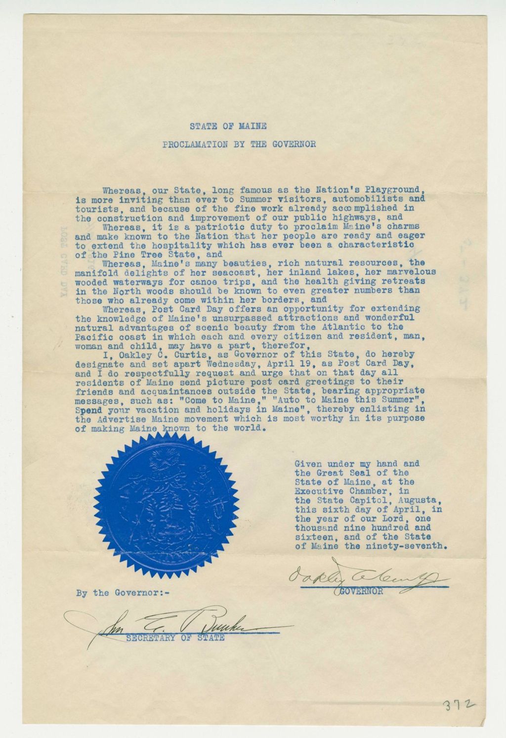 Miniature of Post Card Day Proclamation