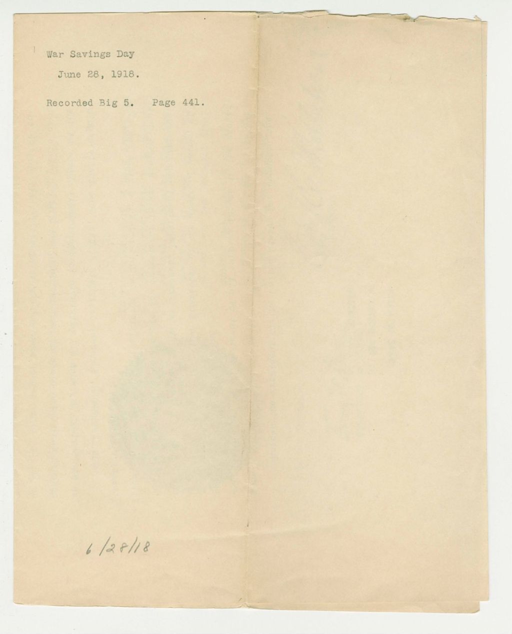 Miniature of War Savings Day Proclamation