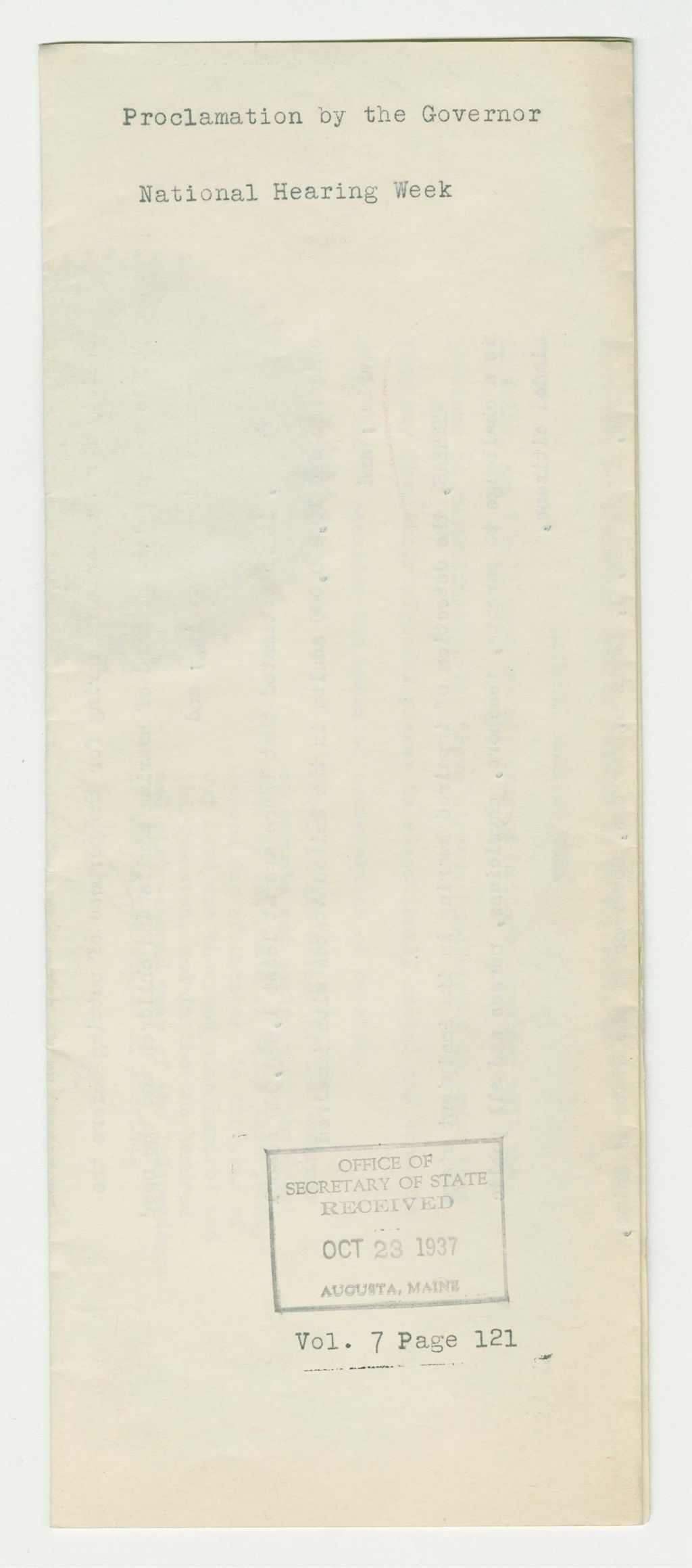Miniature of National Hearing Week Proclamation