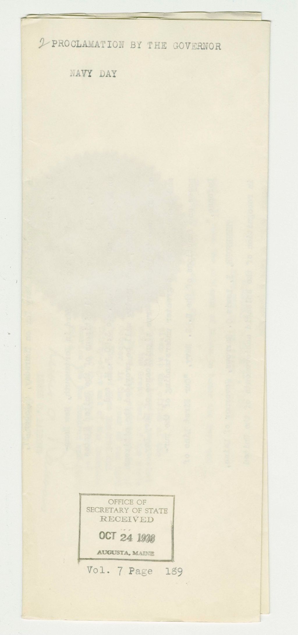 Miniature of Navy Day Proclamation