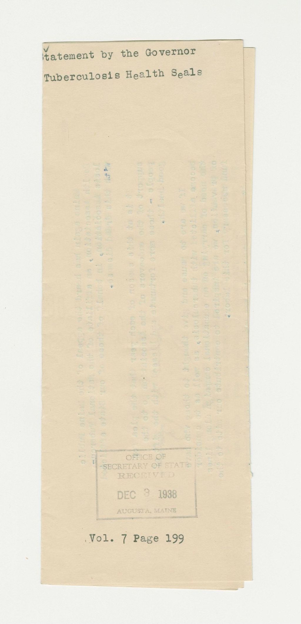 Miniature of Tuberculosis Health Seals Statement