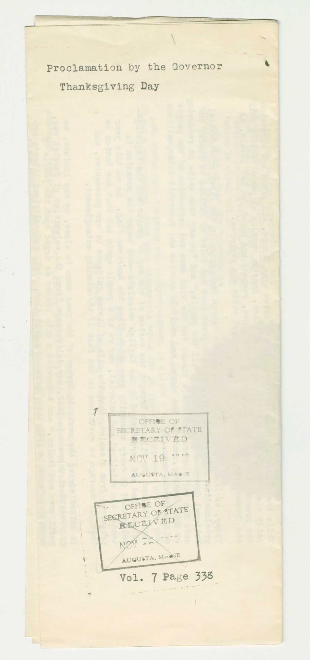 Miniature of Thanksgiving Day Proclamation