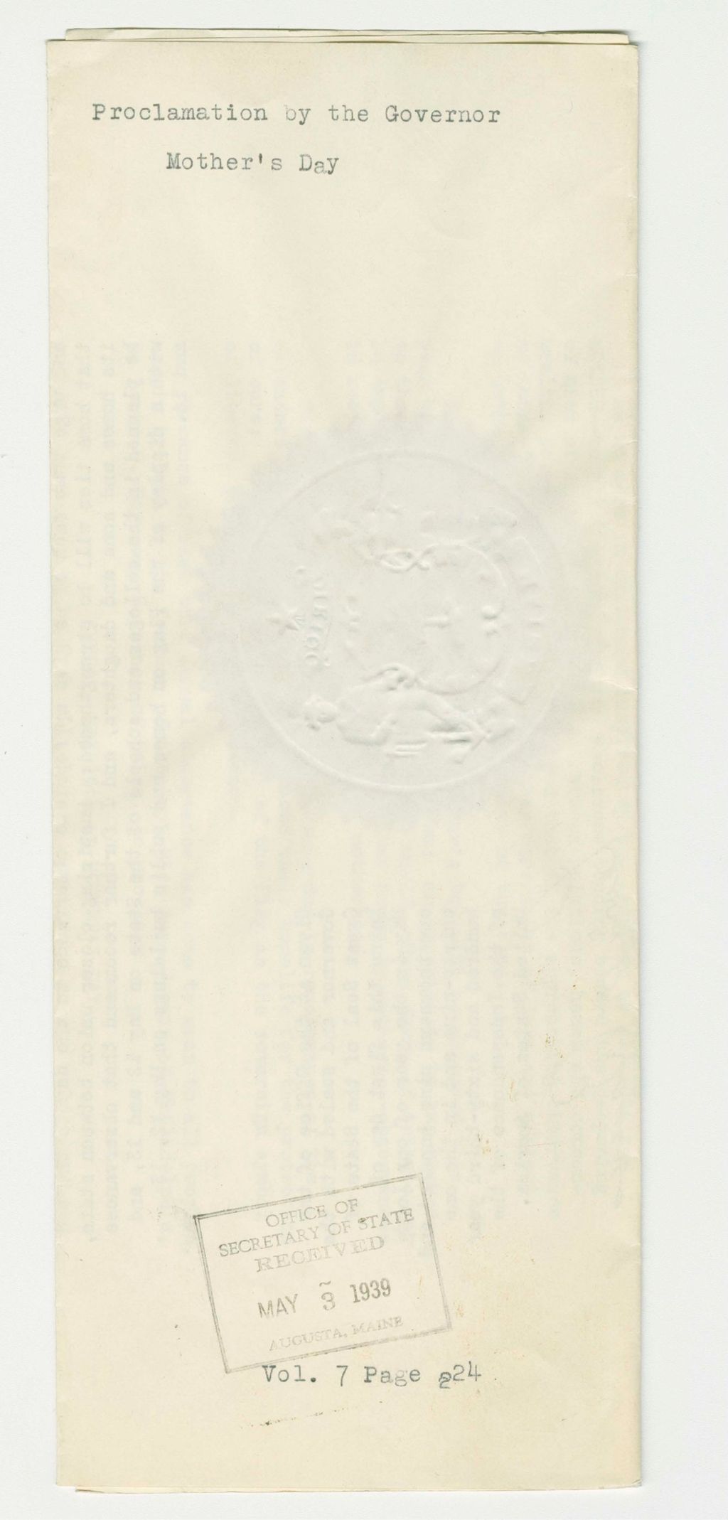 Miniature of Mother's Day Proclamation