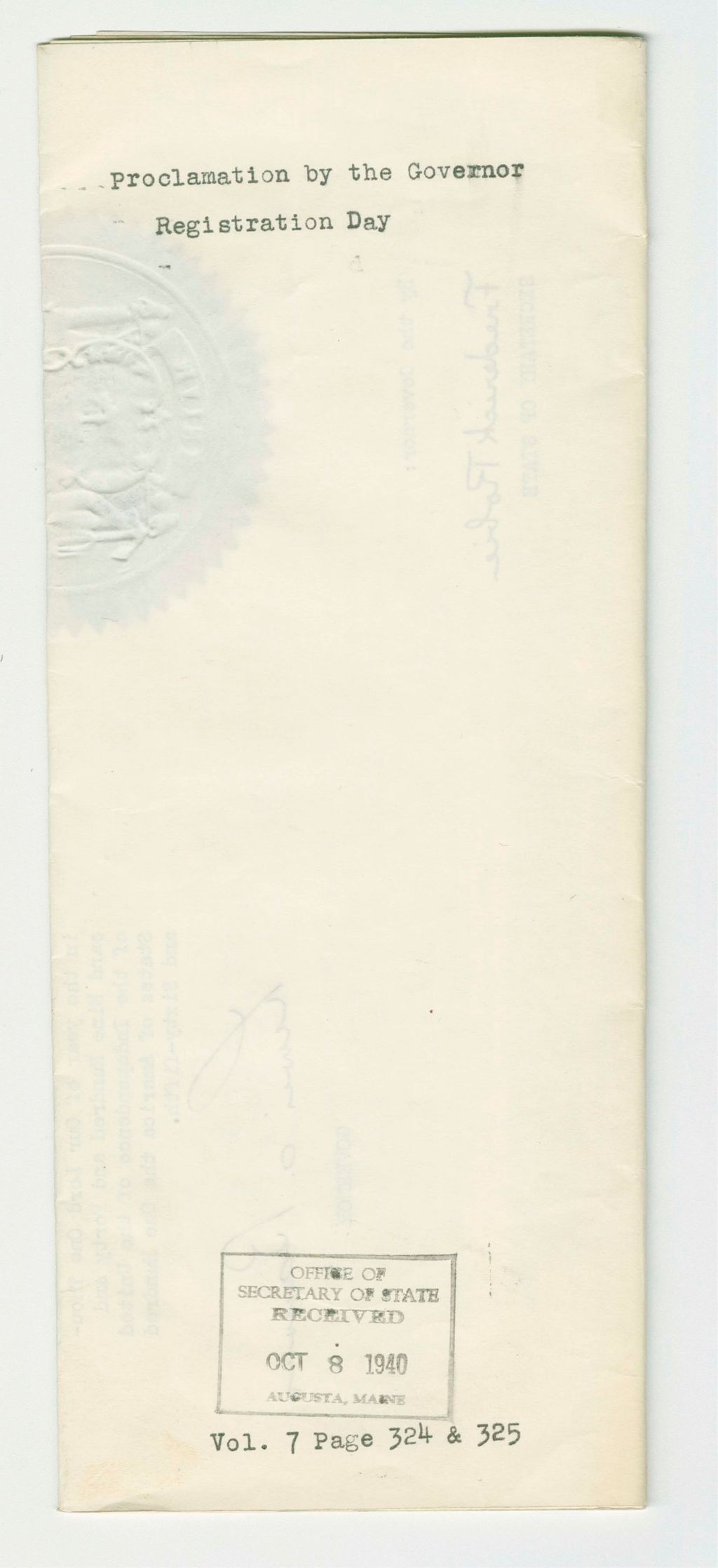 Miniature of Registration Day Proclamation