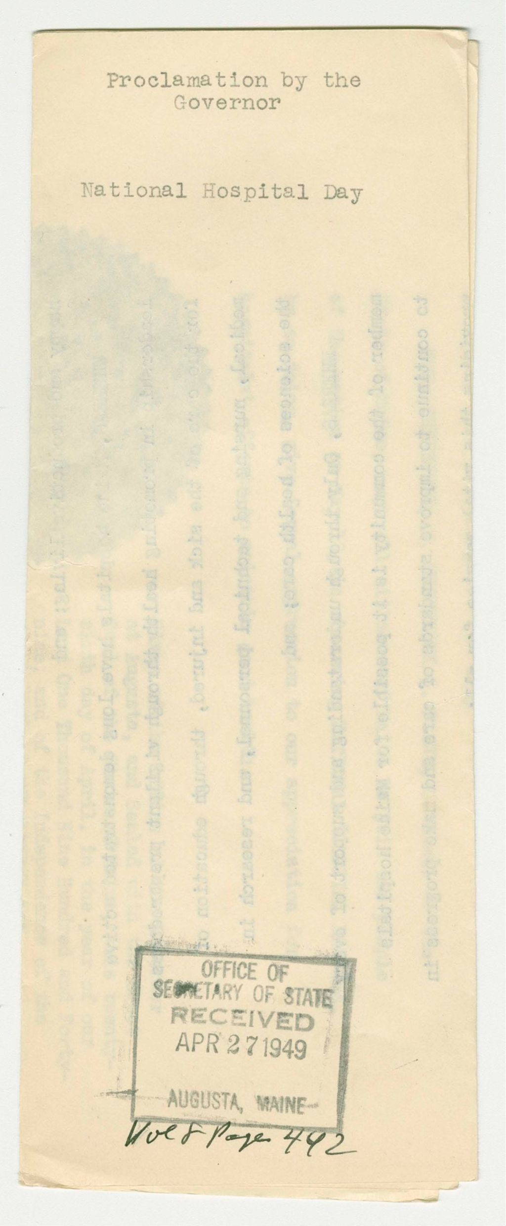 Miniature of National Hospital Day Proclamation