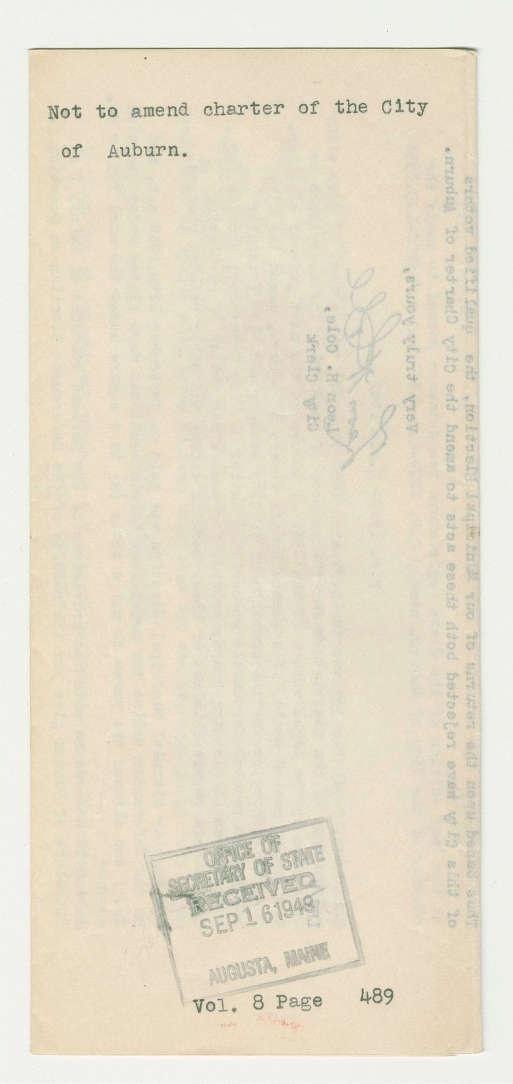 Miniature of Not to amend charter of the City of Auburn