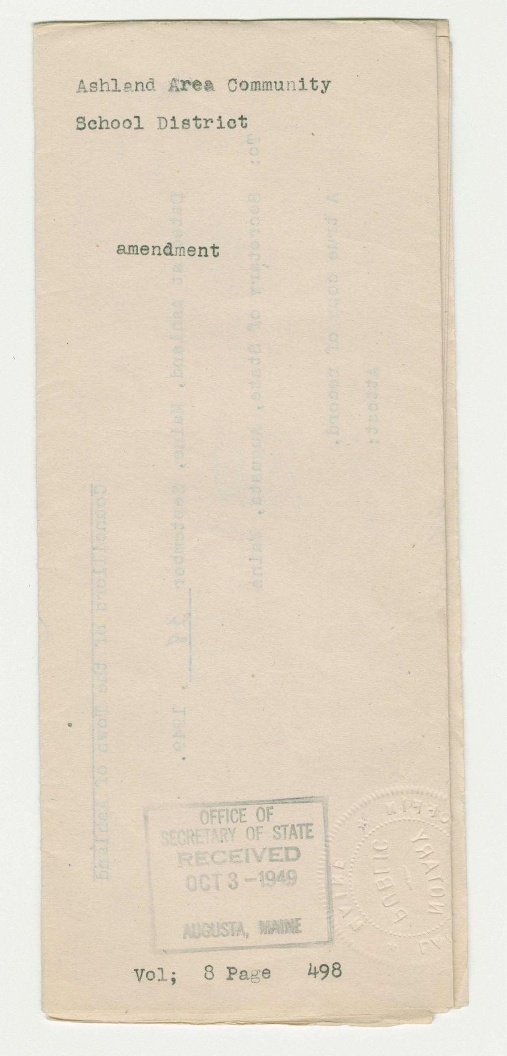Miniature of Ashland Area Community School District Amendment