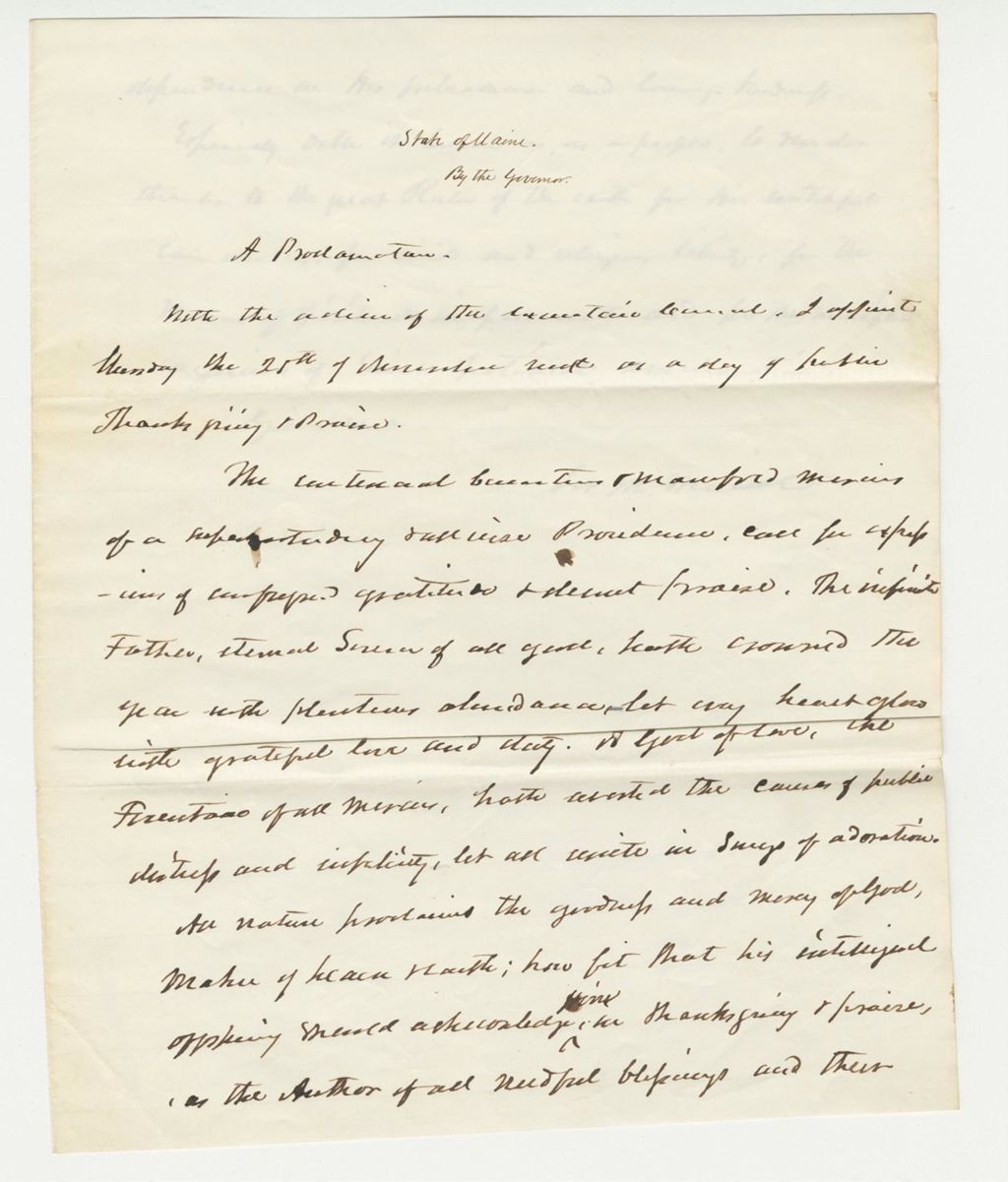 Miniature of Proclamation for a day of Public Thanksgiving and Praise