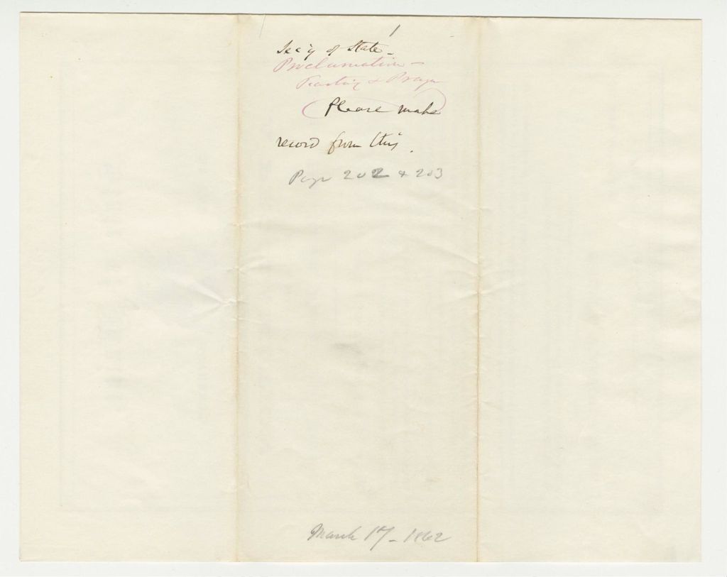 Miniature of Proclamation for a Day of Public Humiliation, Fasting, and Prayer
