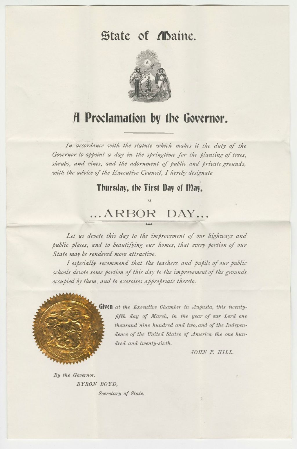 Miniature of Arbor Day Proclamation