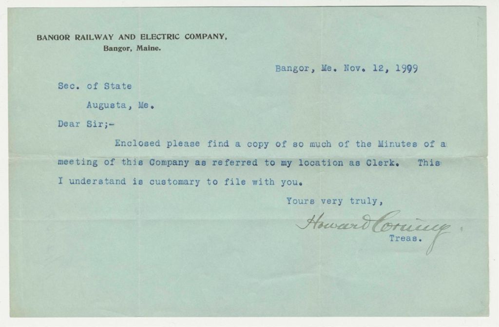Miniature of Bangor Railway and Electric Company Statement