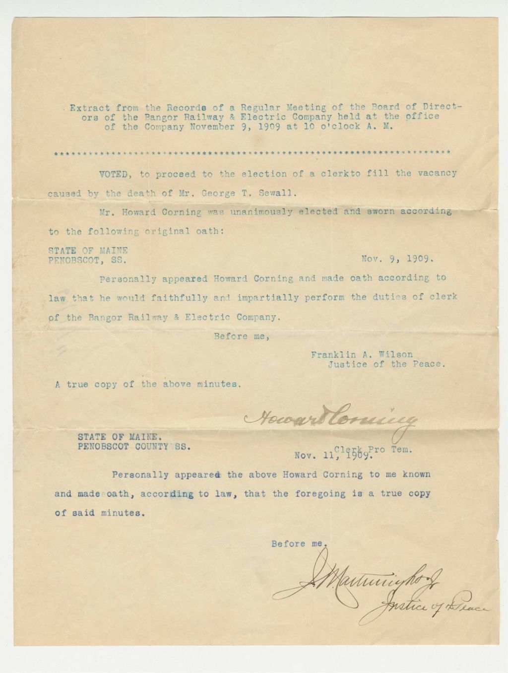 Miniature of Extract from Bangor Railway Board of Directors Meeting