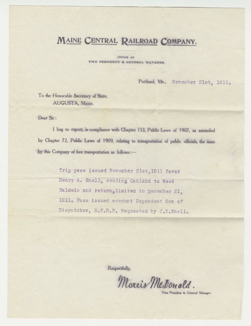 Miniature of Maine Central Railroad Company Dependent Statement