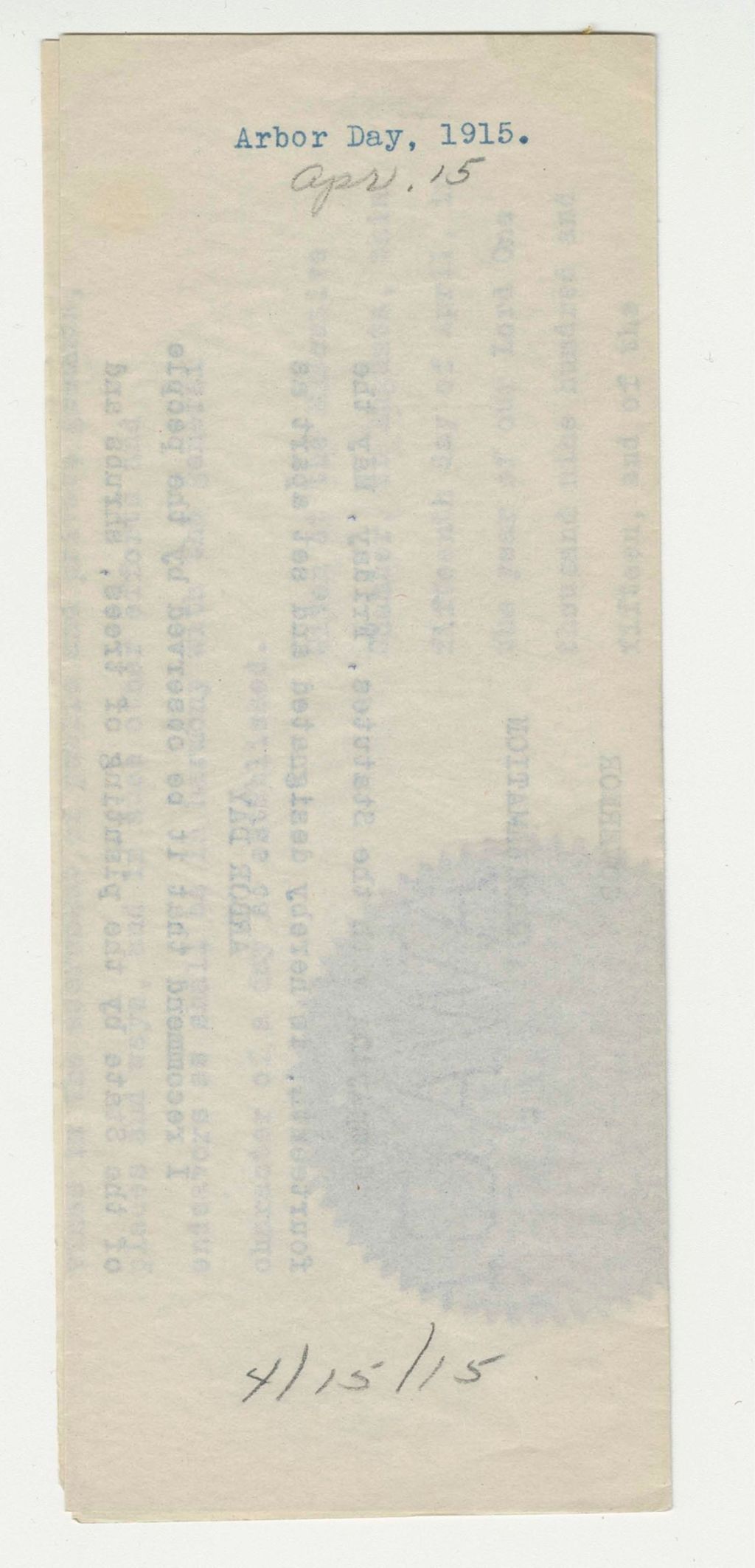 Miniature of 1915 Arbor Day Proclamation