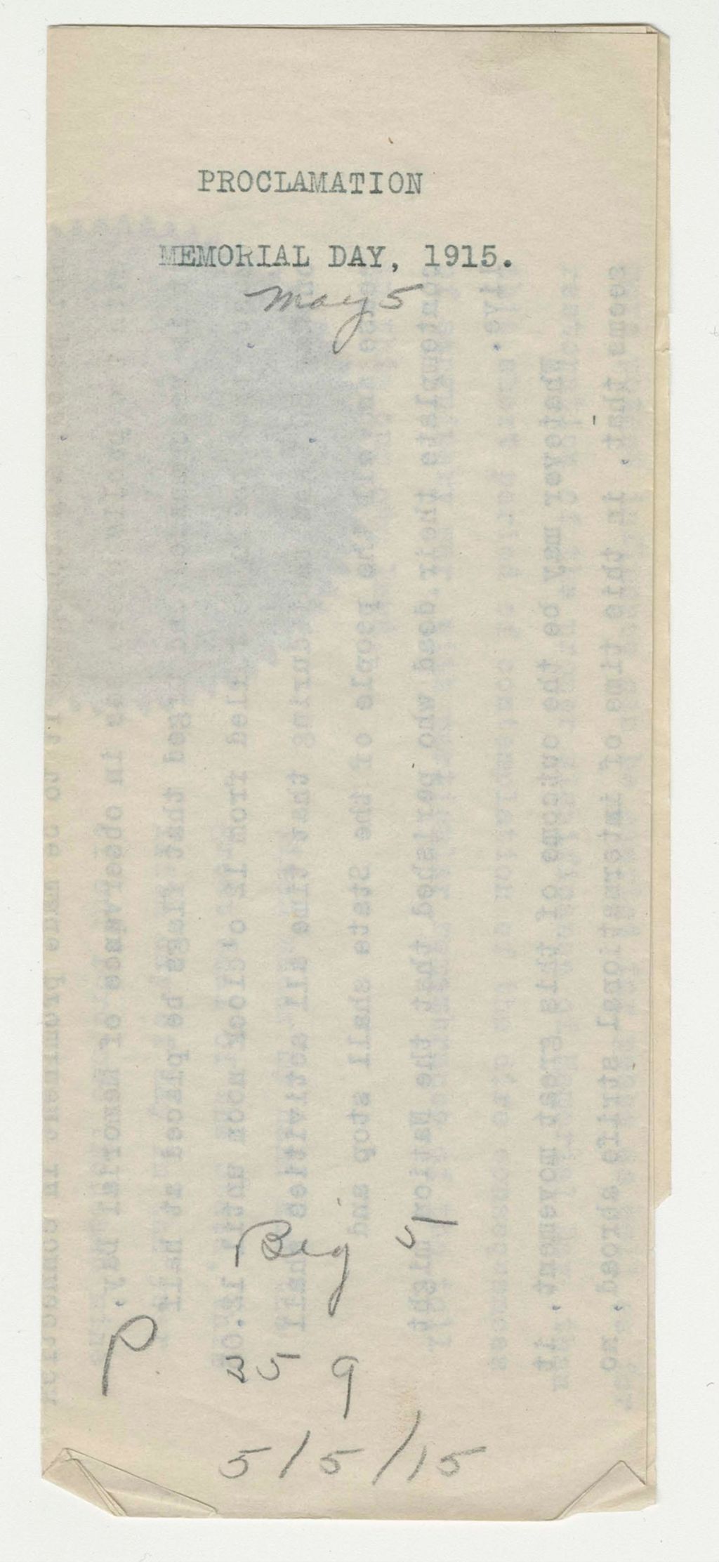Miniature of 1915 Memorial Day Proclamation