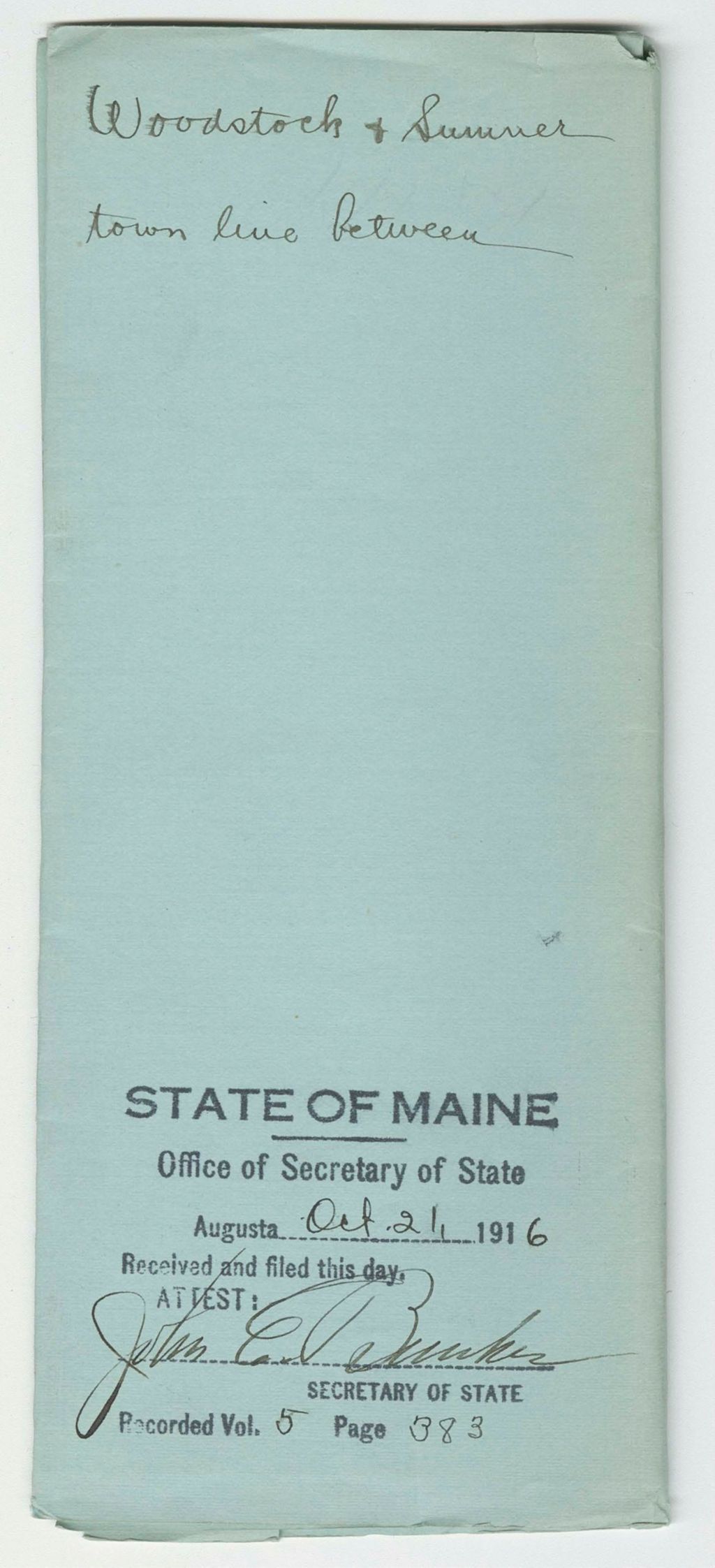 Miniature of Proclamation on town line between Summer and Woodstock