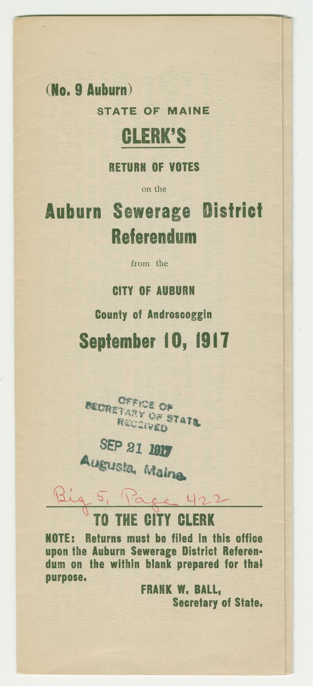 Miniature of Votes on Auburn's Sewerage District Referendum