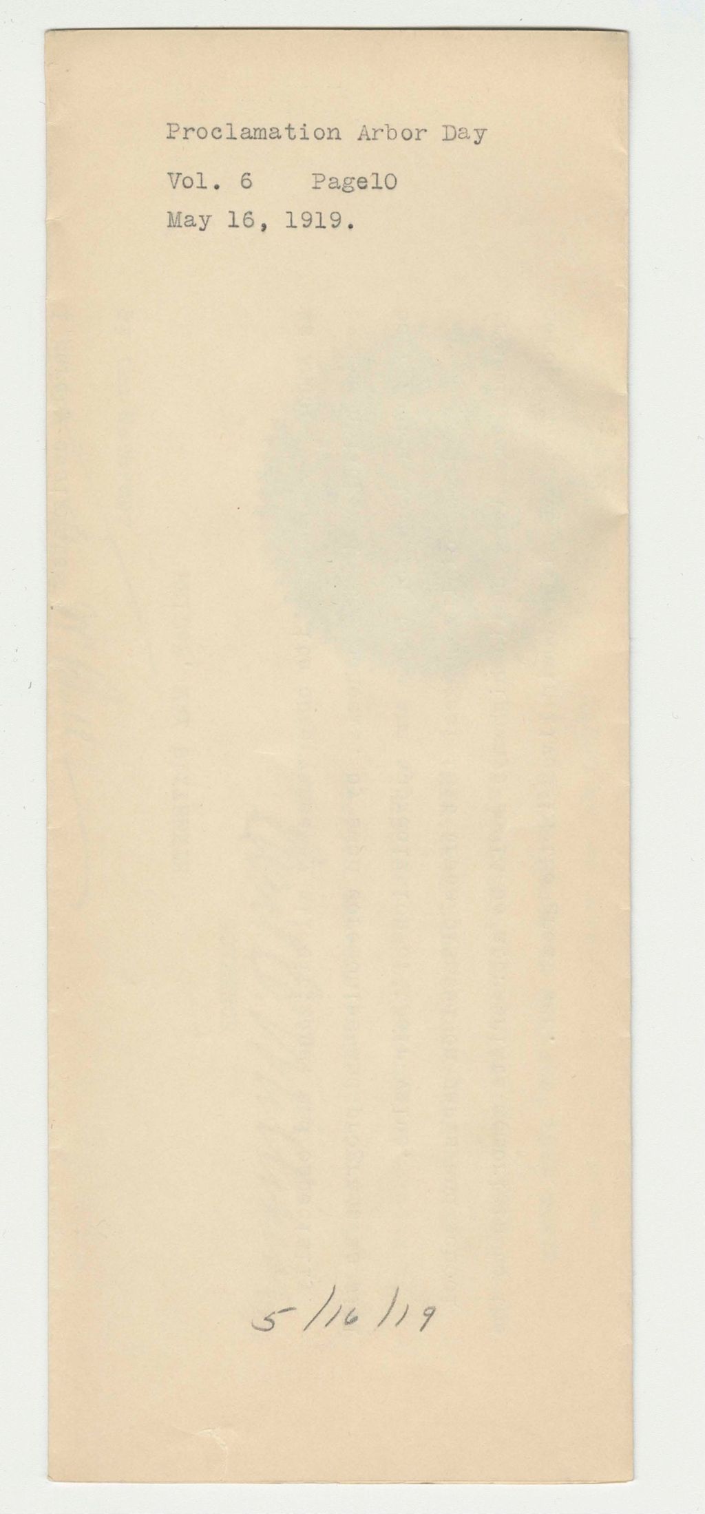 Miniature of 1919 Arbor Day Proclamation