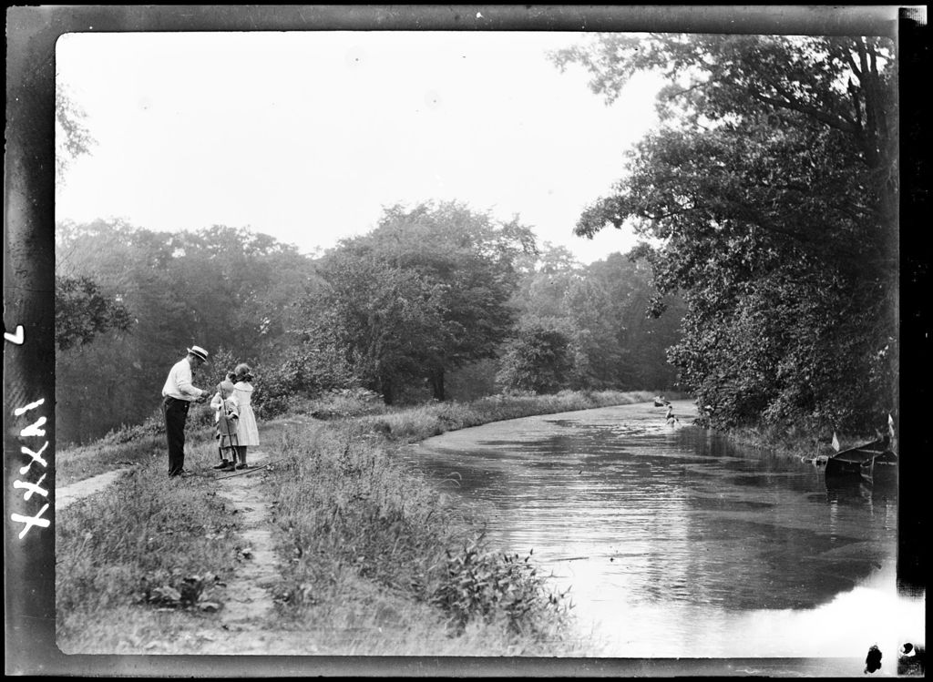 Miniature of Water- Looking Down Canal Small Party On Bank