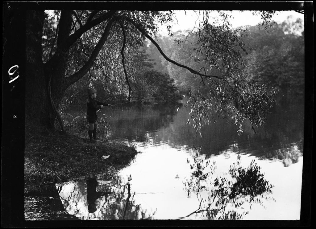 Miniature of Tots- Don Fishes From Bank Under Tree