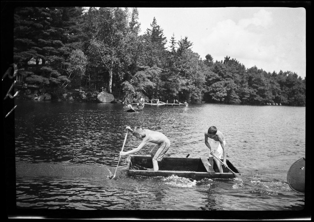 Miniature of Square Boat 2 Boys Paddle Boat On Lake