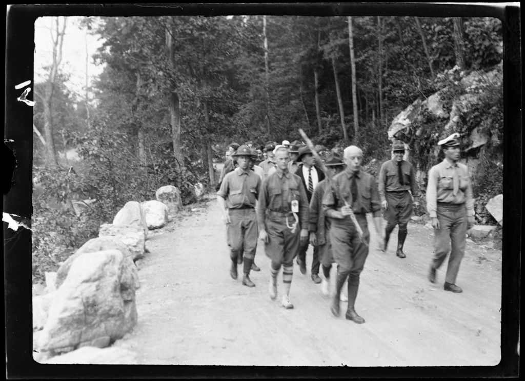 Miniature of Genre- Bear Mountain Hikes With Boy Scouts Marching Down Road