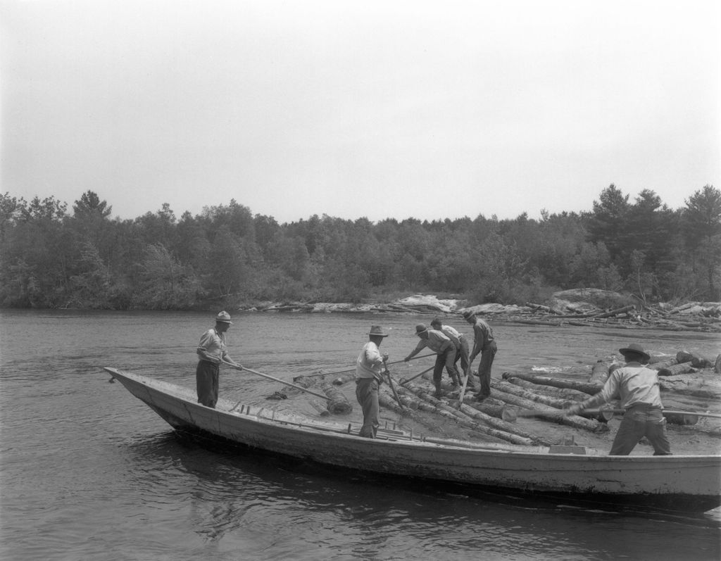 Miniature of River Drivers In A Bateaux Clearing A Log Jam