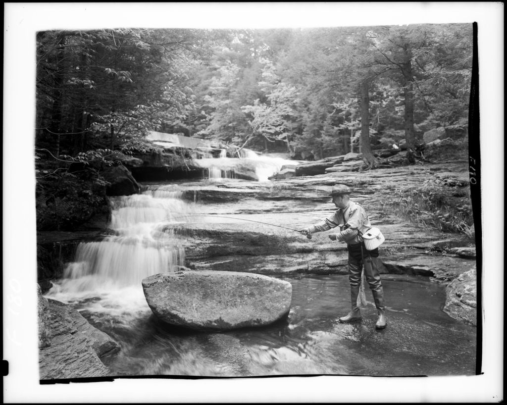 Miniature of Man Fishing Next To Falls