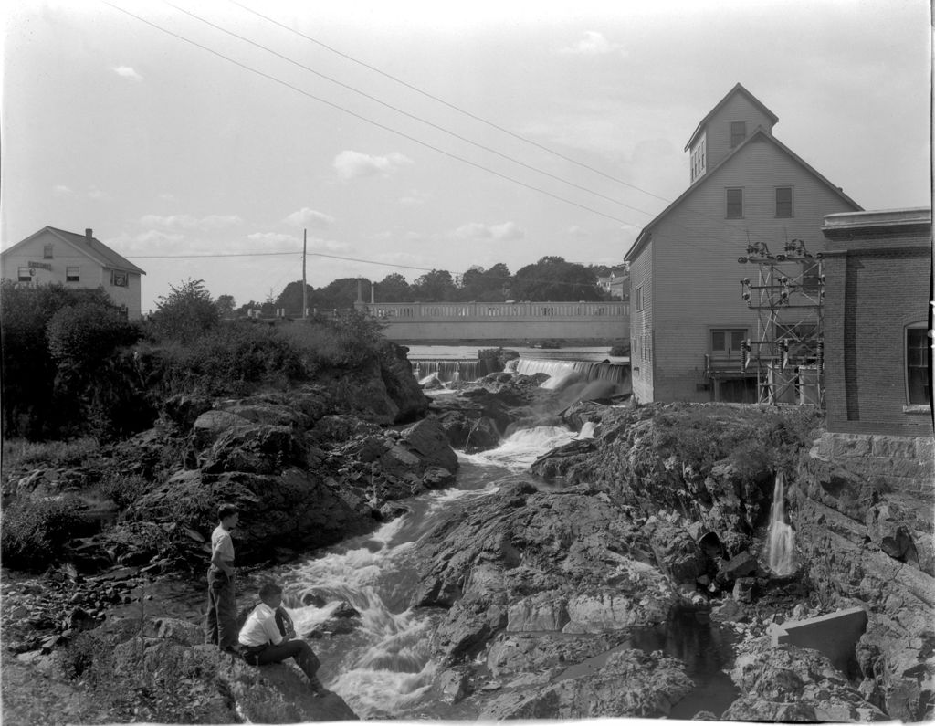 Miniature of Two Boys Sitting Beside A Small Stream, Down Stream From A Dam, Old Mill On Right Side Of Stream