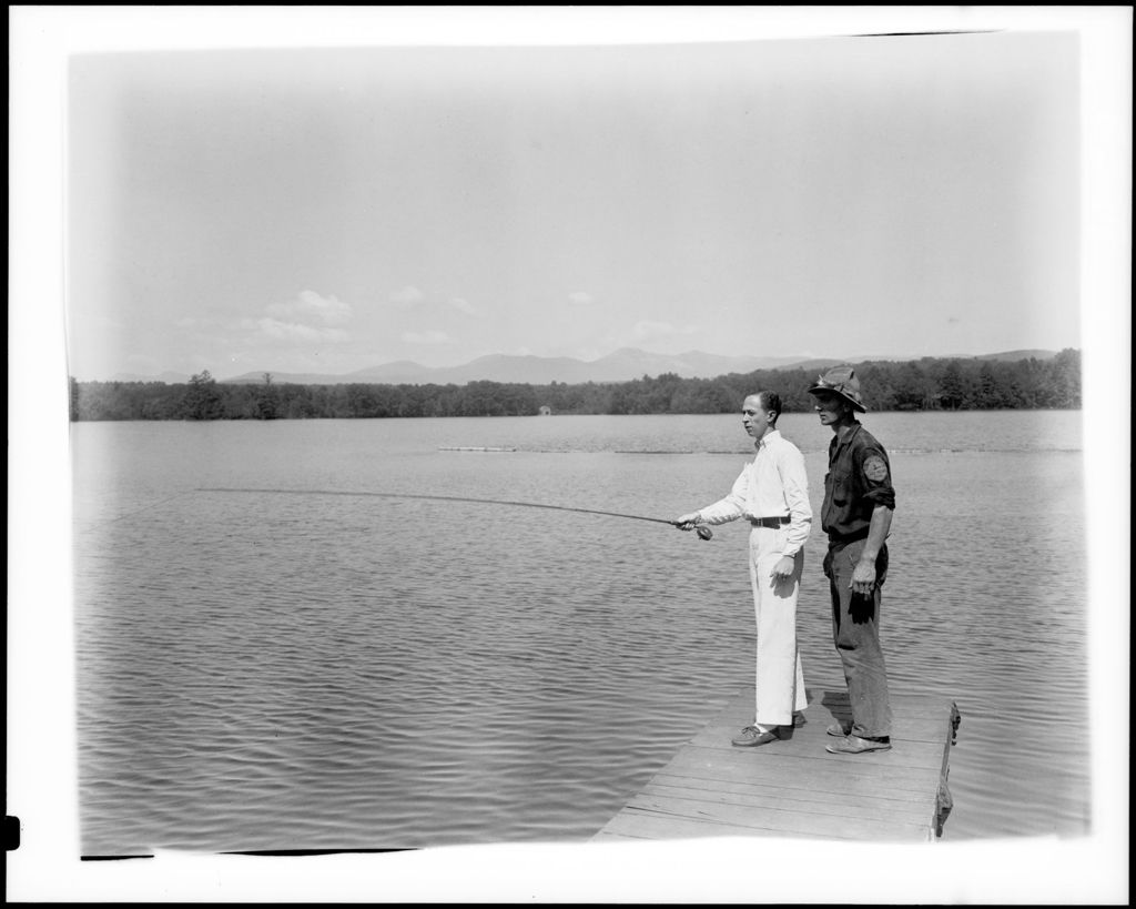Miniature of Man Fly-Fishing From Dock