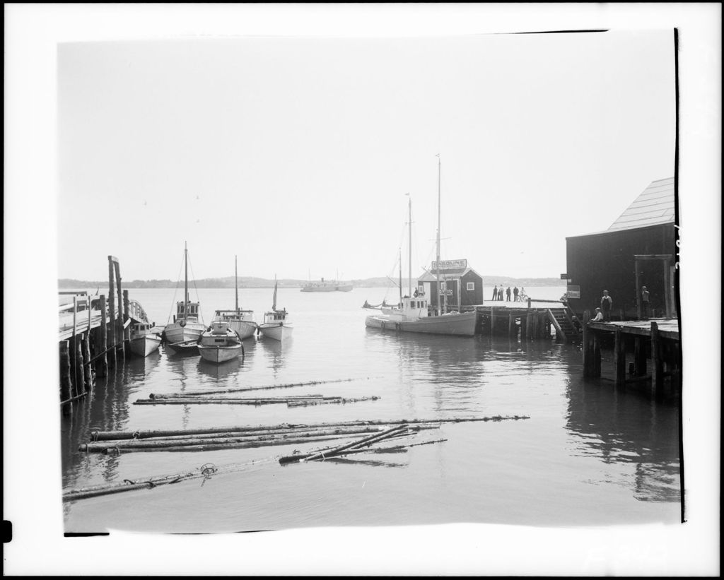 Miniature of Boats Tied In At Dock, Large Coastal Steamer In Distance