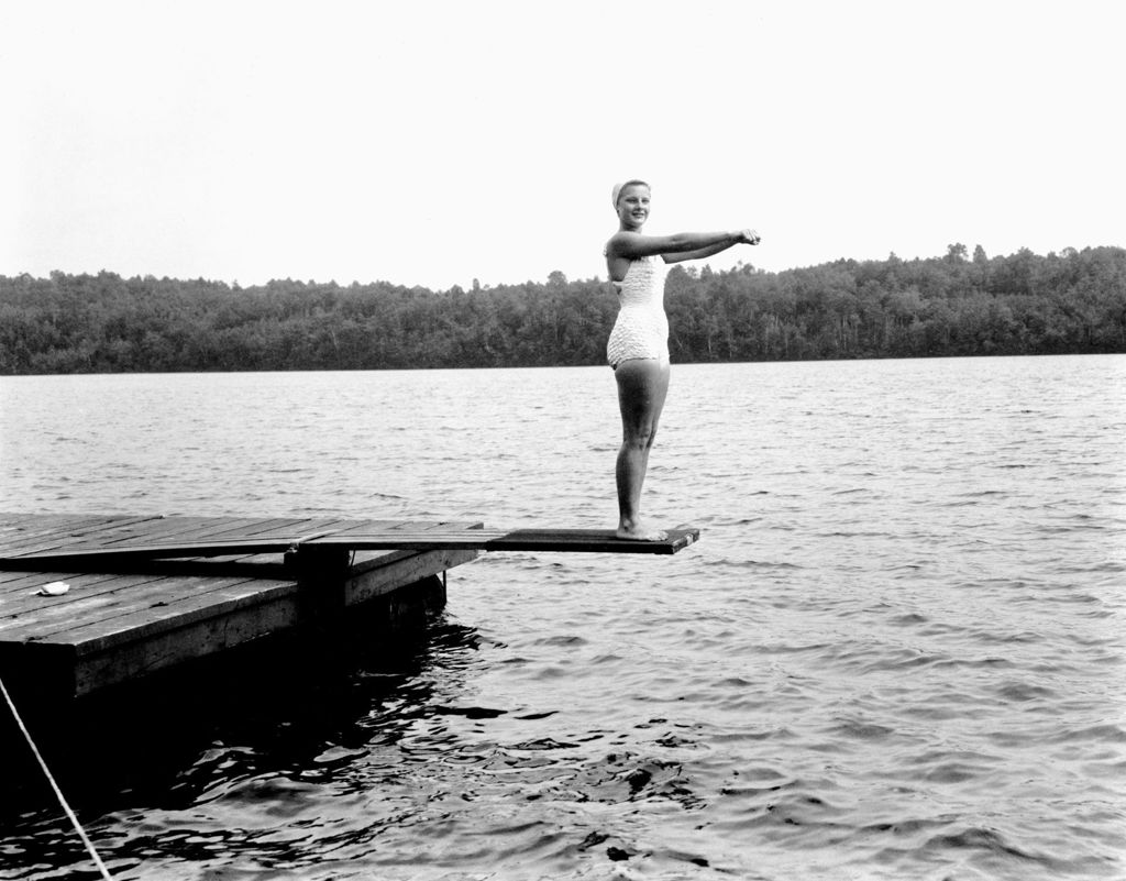 Miniature of A Woman On A Diving Board At Camp Paysock