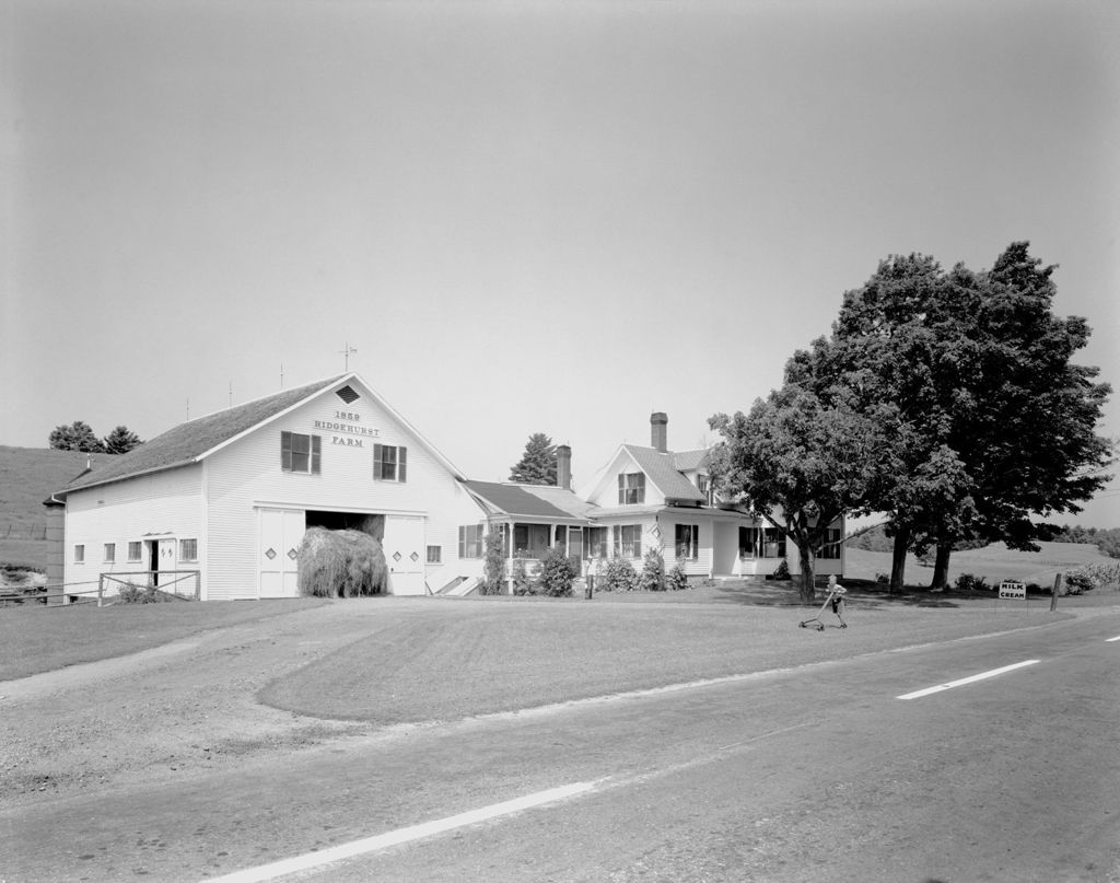 Miniature of Belgrade, Shot Of Ridgehurst Farm 1869, Large Barn And House, Boy Mowing Front Yard