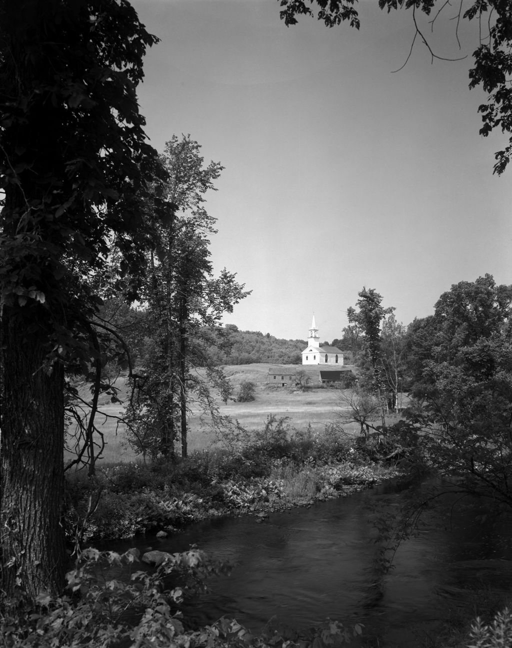 Miniature of Church On A Hill In Head Tide, Water In Foreground, Framed Nicely By Trees