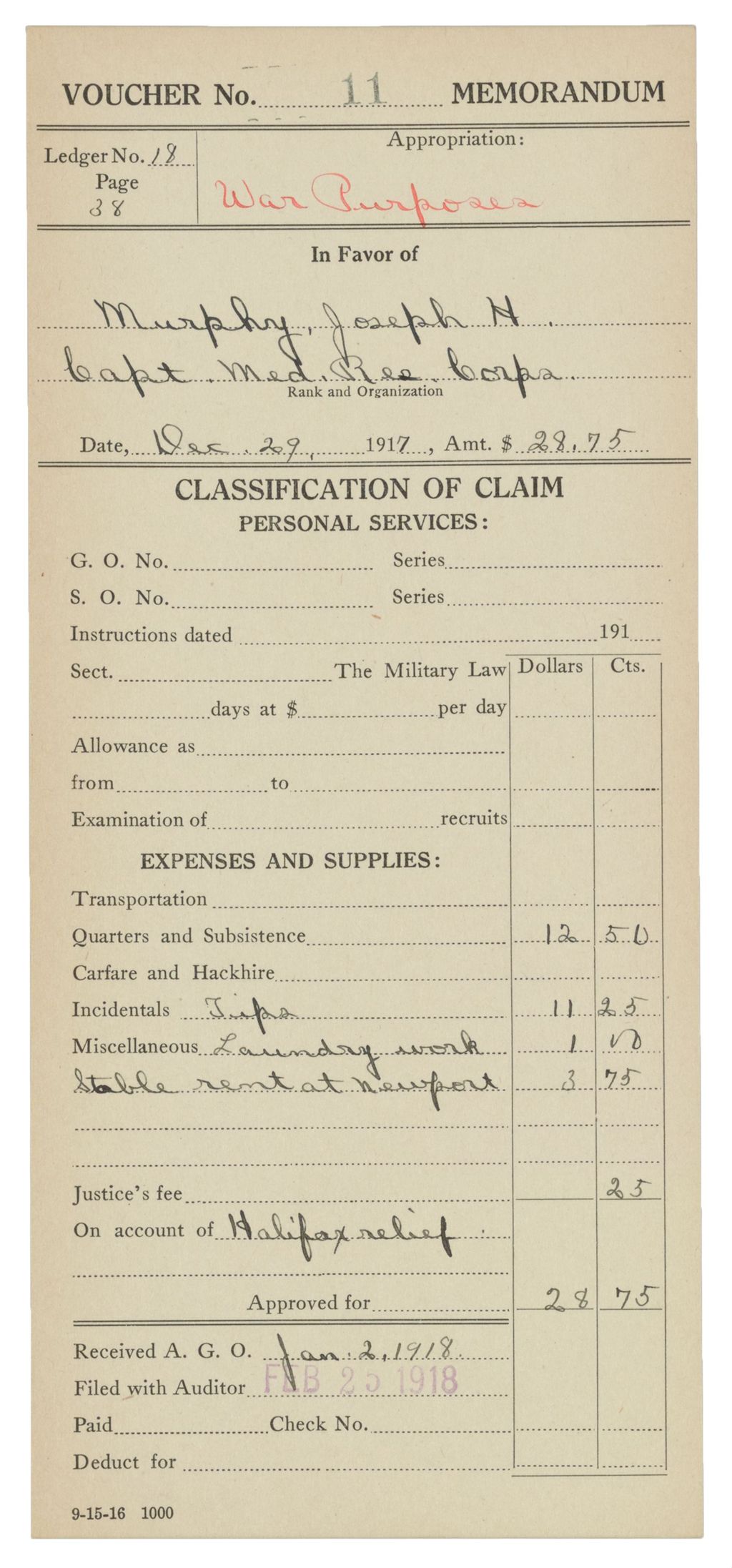 Miniature of Capt. Joseph H. Murphy