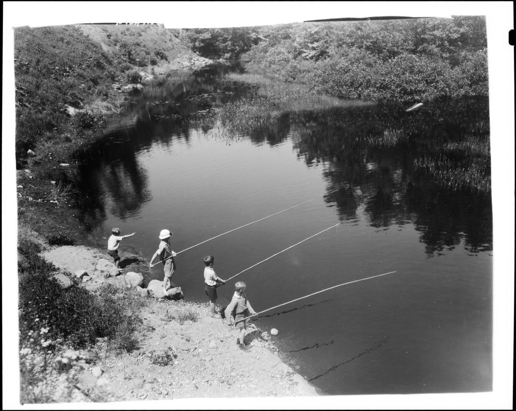 Miniature of Four Boys Fishing With Alder Poles