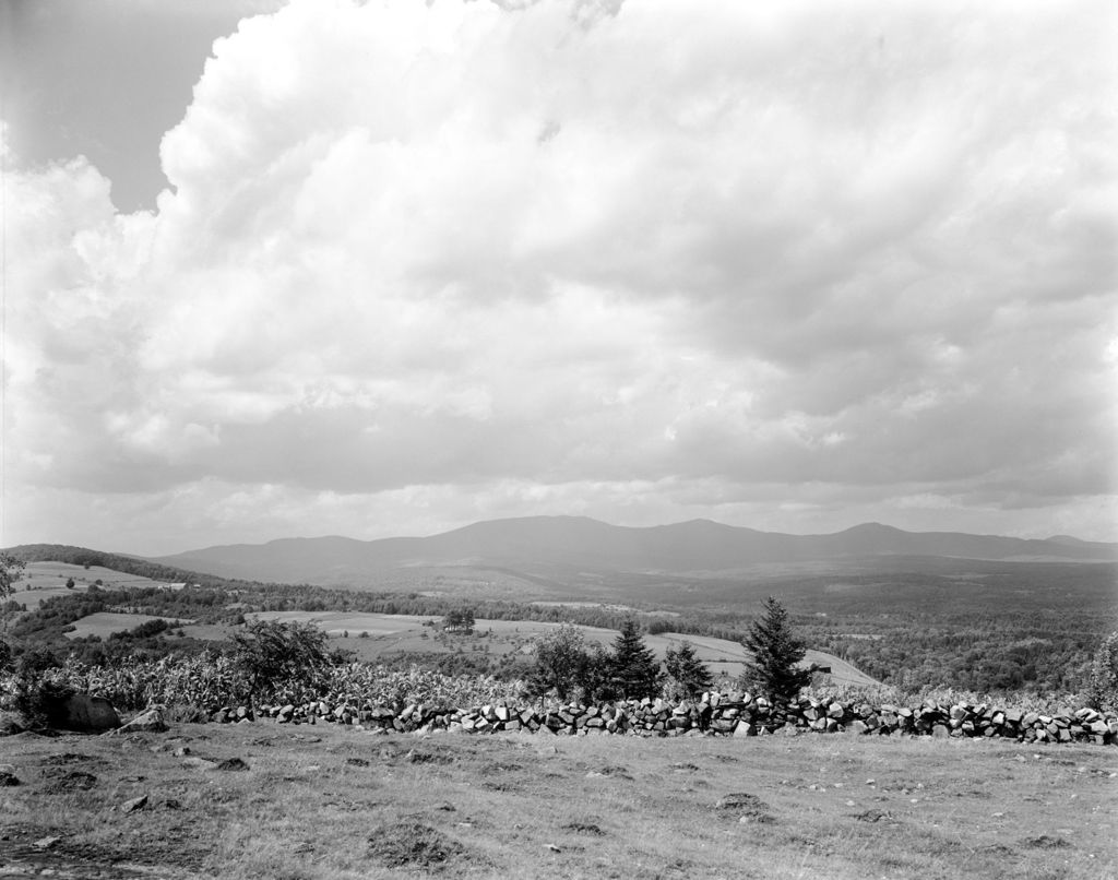 Miniature of Saddleback Mountain In Distance, Dark Clouds, Fields And Stone Wall In Foreground