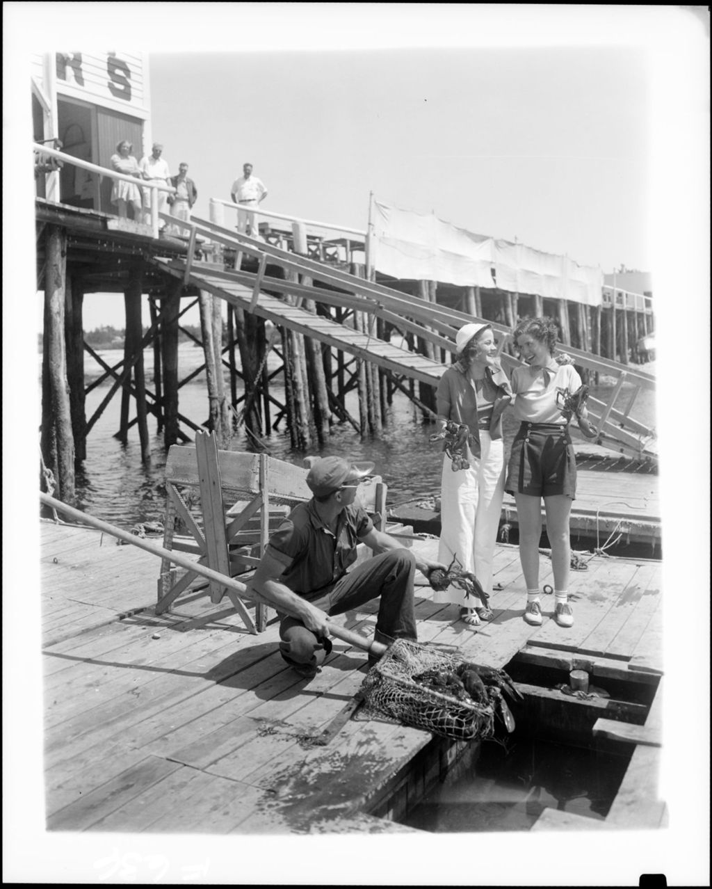 Miniature of Lobster Dealer Bailing Out Lobsters For Two Young Ladies In Pemaquid