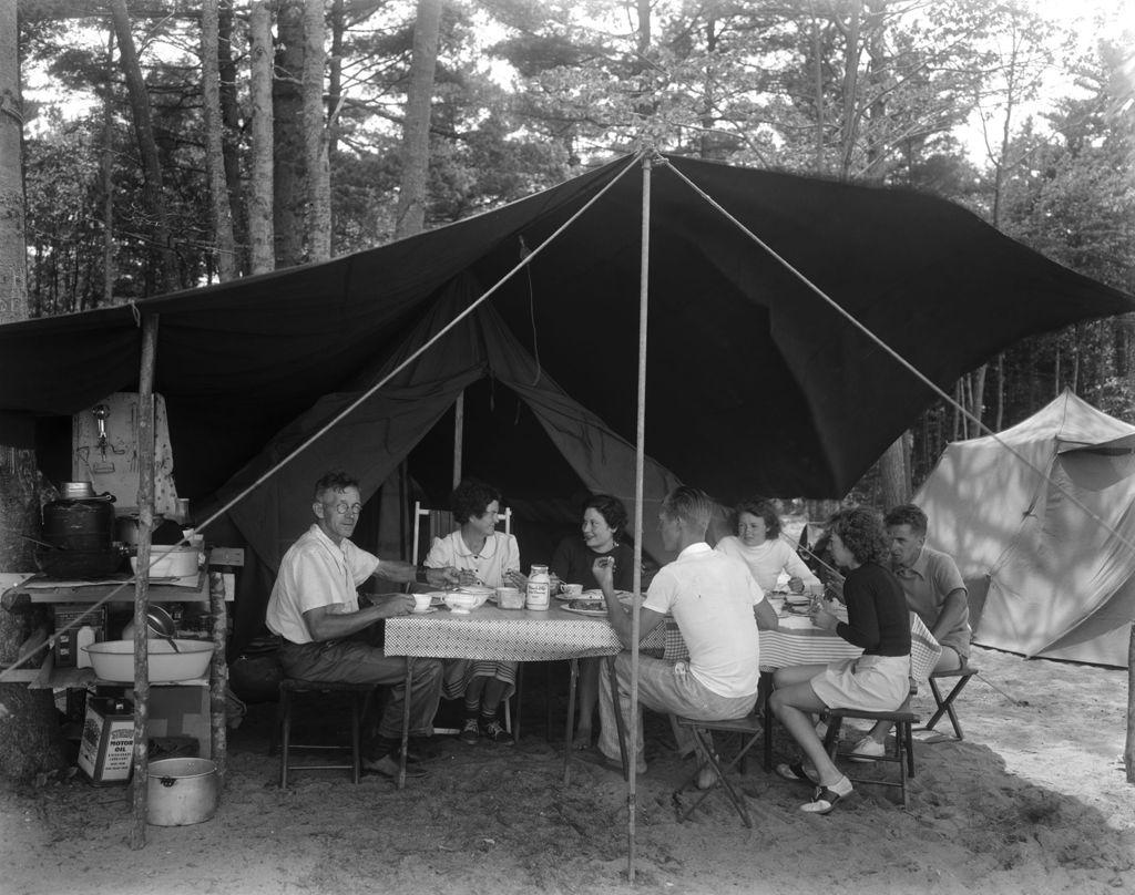 Miniature of A Family Eating At Their Campsite In Sebago