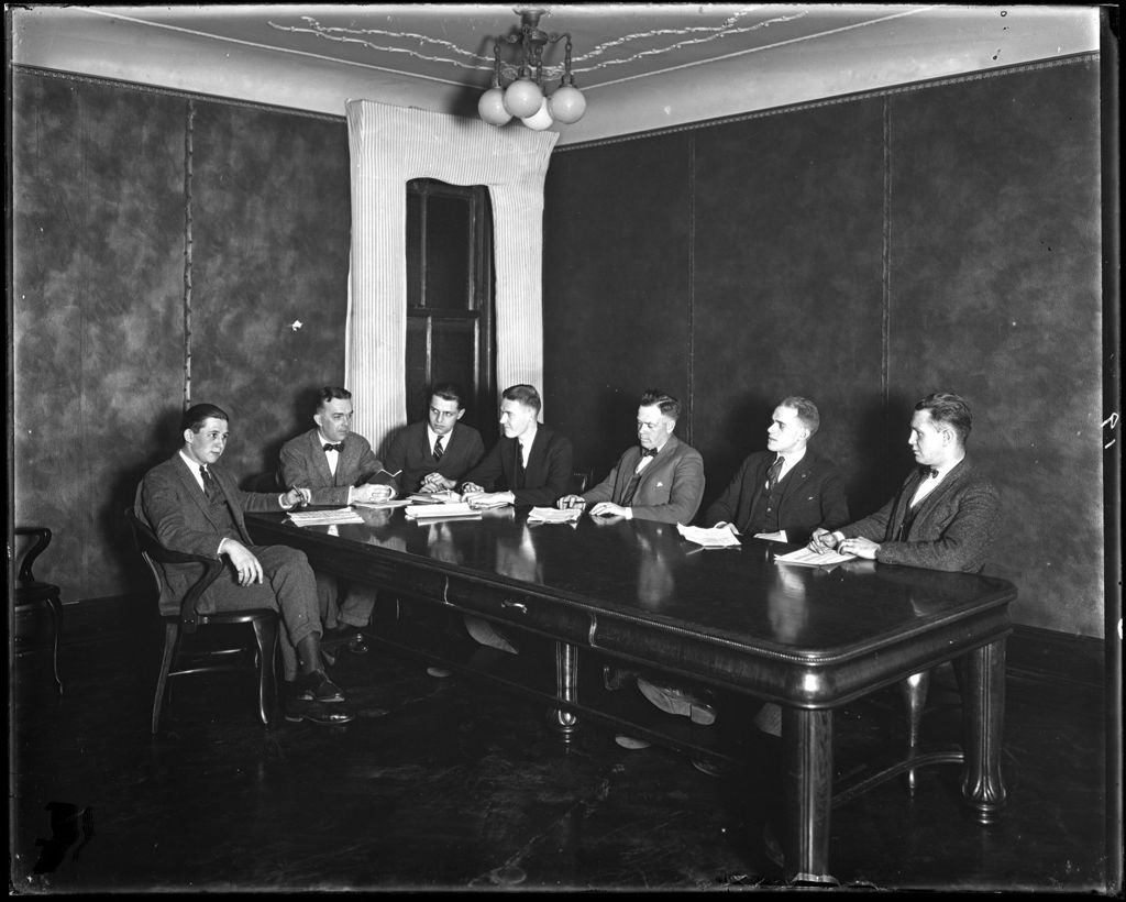 Miniature of Men Seated At A Table (At A College) Nj