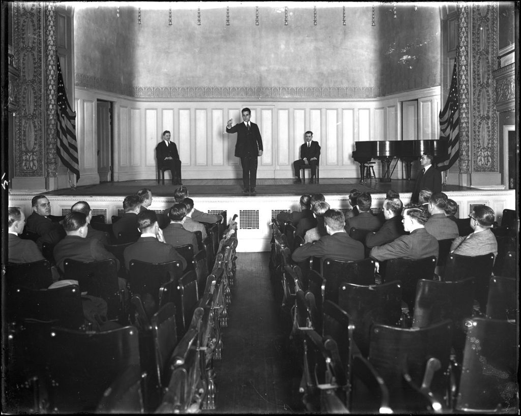 Miniature of Professor Lecturing To Male Students In An Auditorium, Nj
