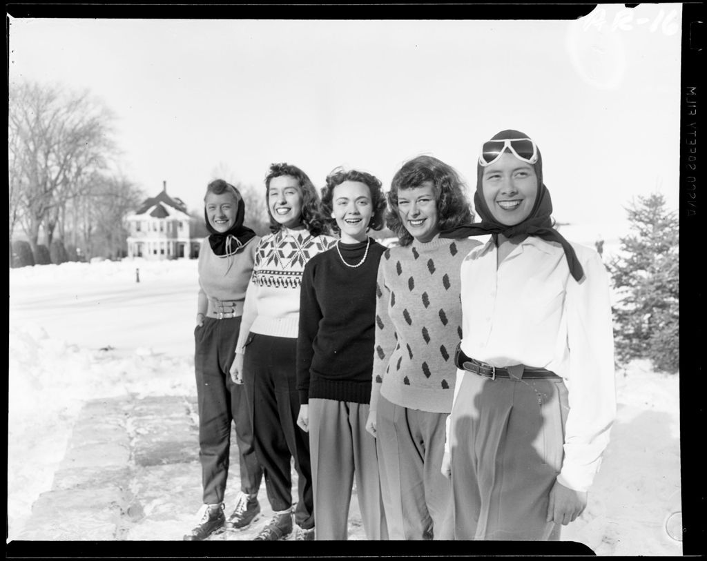 Miniature of Five Young Women Outfitted For A Day Of Skiing At Poland Spring