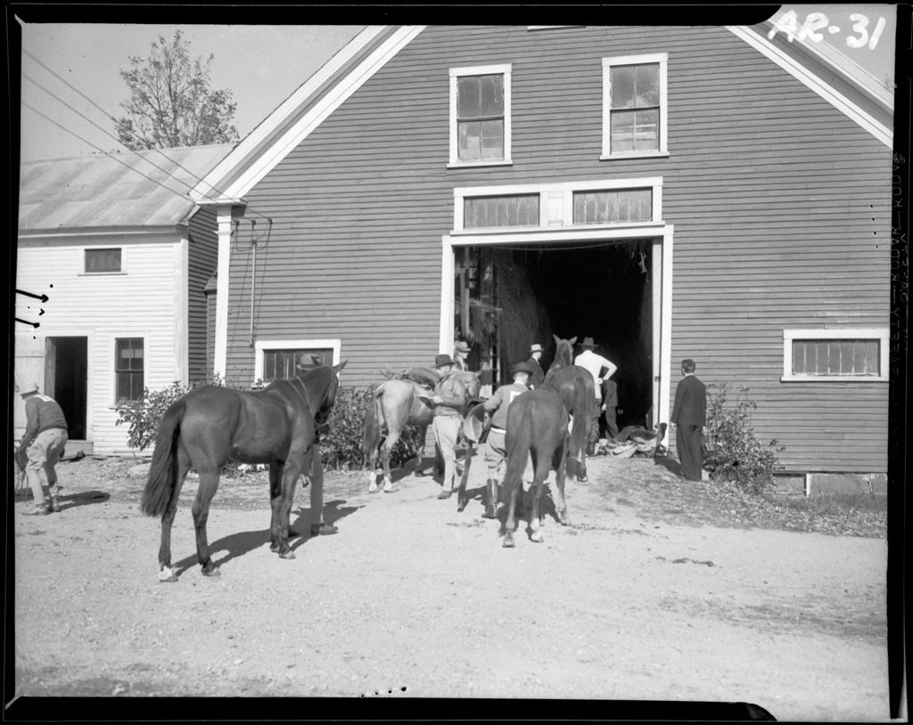 Miniature of People And Horses In Front Of A Stable, Returning From A Ride