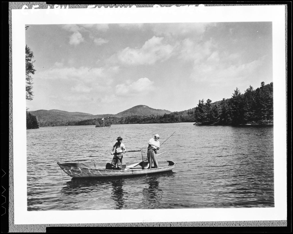 Miniature of Two Men In A Boat, One Netting Catch For The Other