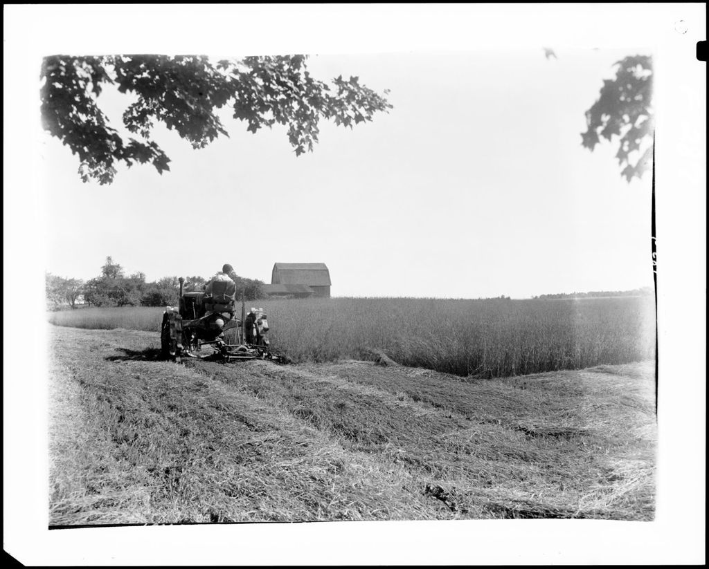Miniature of A Man On A Tractor Cutting Hay In Houlton