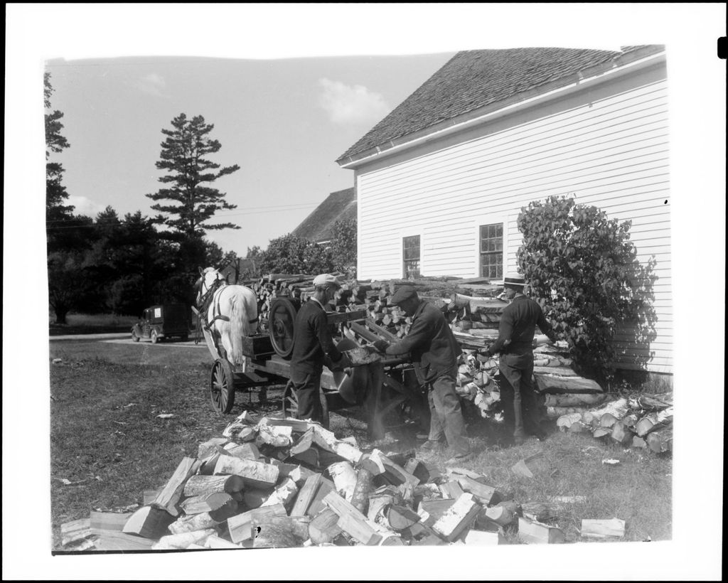 Miniature of Men Cutting Firewood