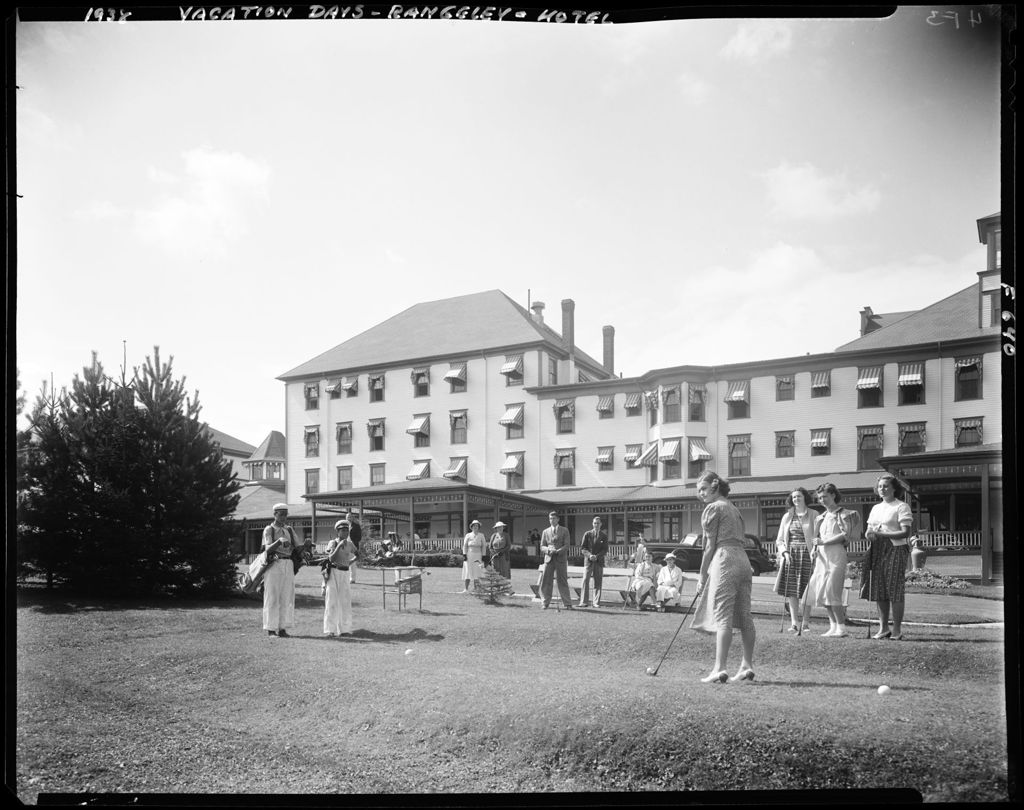 Miniature of Group Of People Playing Golf Near A Large Hotel In Rangeley