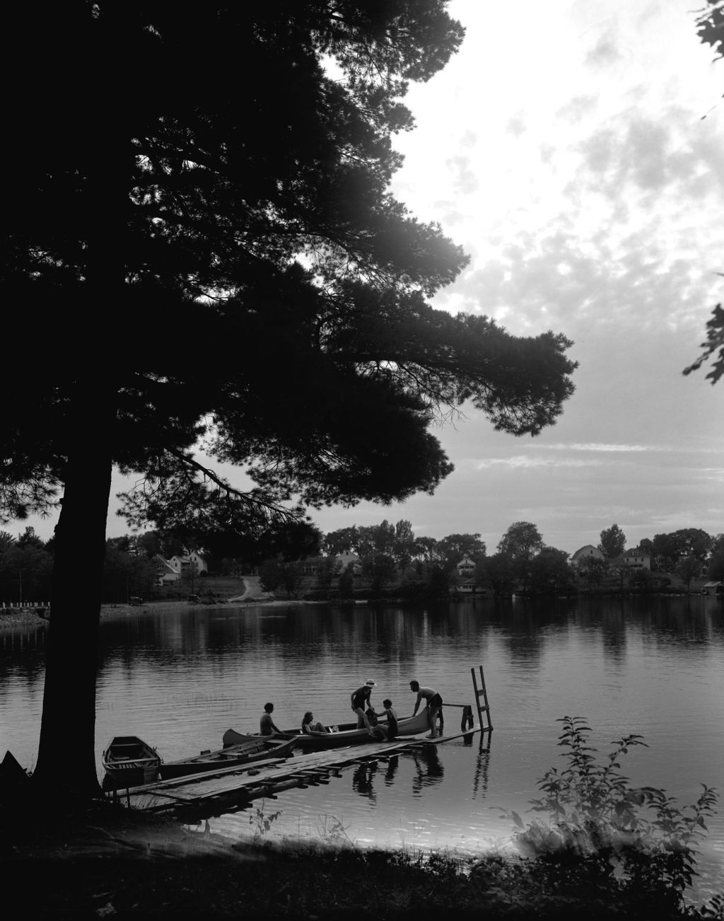 Miniature of Nicely Framed Scene Of Canoeists On Pleasant Lake