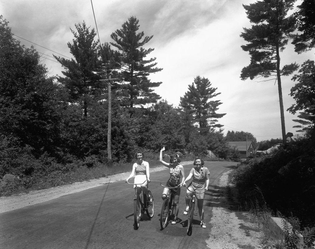 Miniature of Three Young Girls Bicycling At Sebago