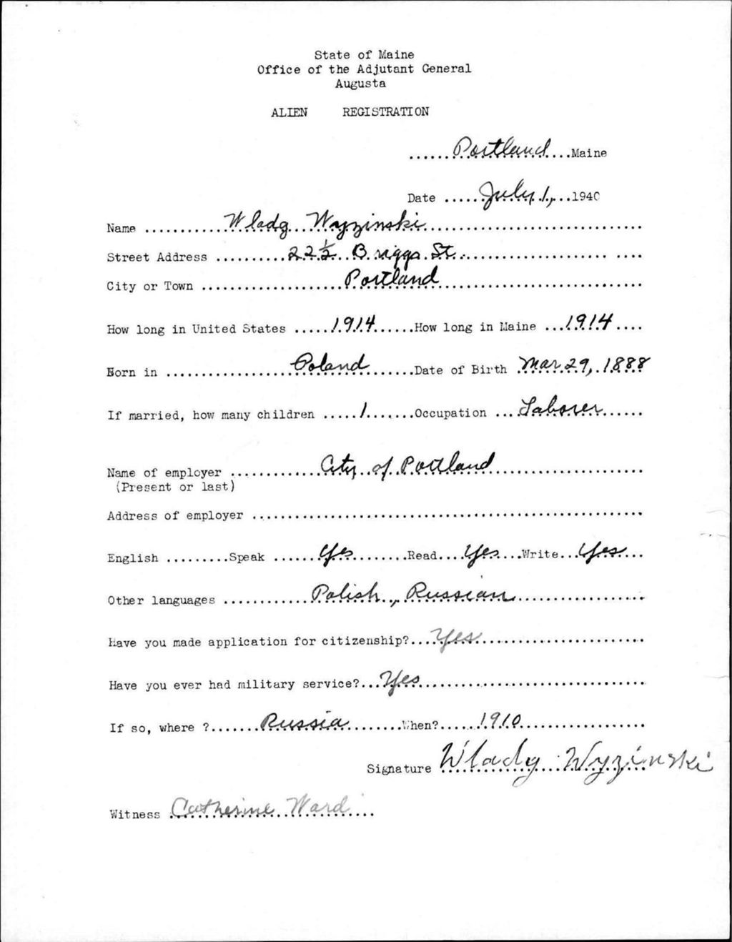 Miniature of Alien Registration- Wajzinski, Wladg (Portland, Cumberland County)